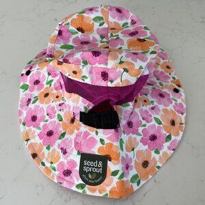 Seed & Sprout Plant Your Happy Floral Gardening Hat August Bloom Pink Org Sz OS